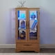 thumbnail image 3 of Lighted Glass Curio Display Cabinet with Adjustable Shelves - 2 Doors, 1 Drawer, LED Lights, Elegant Light Oak Finish, 3 of 3
