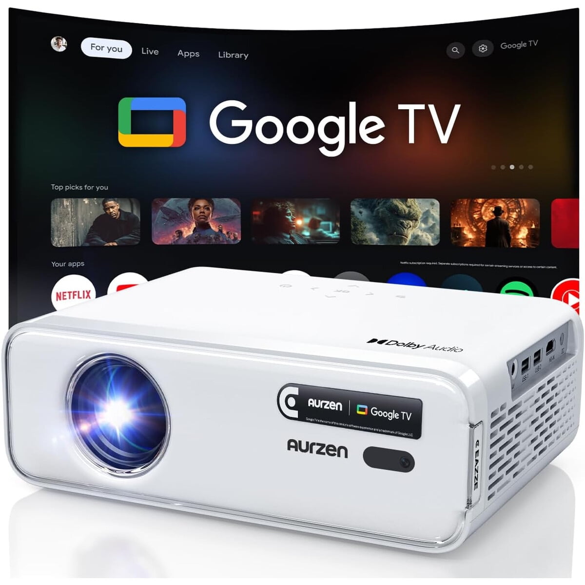 Proyector Smart Aurzen Eazze D1g 4k Google Tv 1080p Hdr10