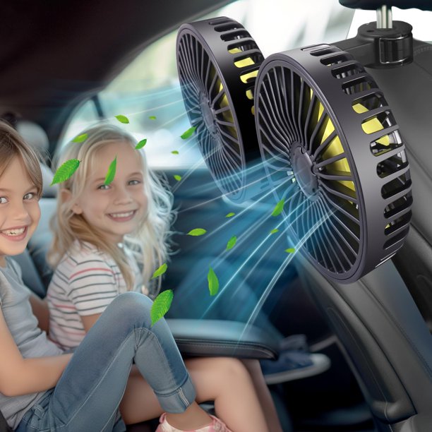 Ventilador HUENLYEL para asientos traseros de coche, doble cabezal, alimentado por USB, para niños