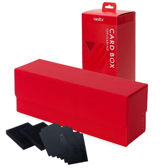 Caja de almacenamiento para cartas Vault X Exo-Tec con divisores y espuma (roja)