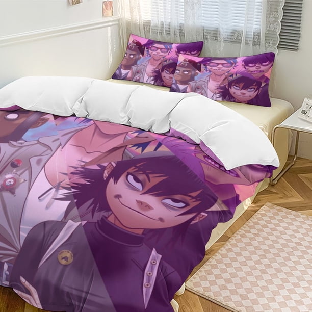 x494 Gorillaz 3-Piece Bedding Set Warm And Comfortable Soft Duvet Cover Bed Set with 1 Duvet Cover And 2 Pillowcases for Bedroom b494