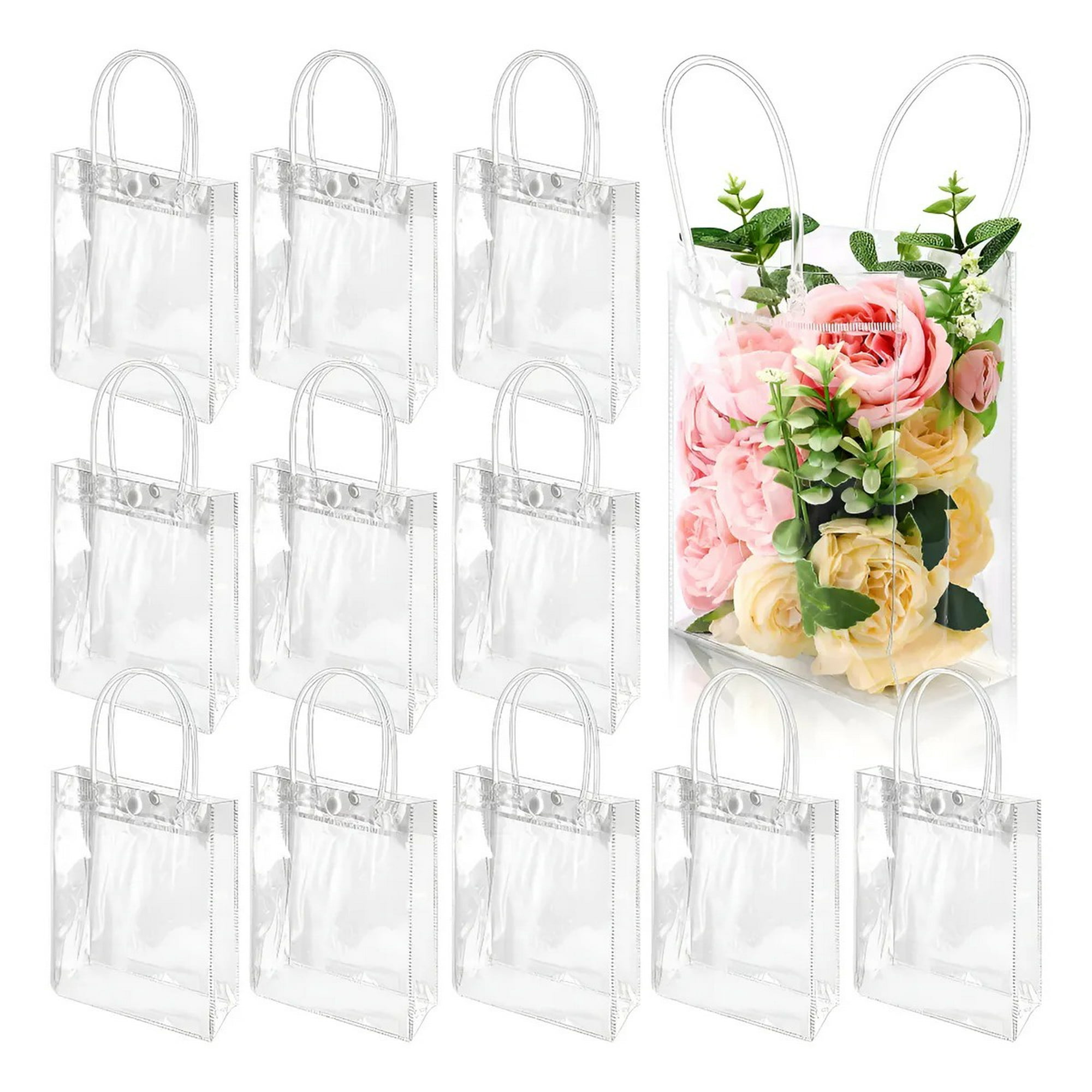 20pcs Bolsa Regalo 15*16*7cm Con Asa Transparente Reutilizable Decoracion Transparente Genérica