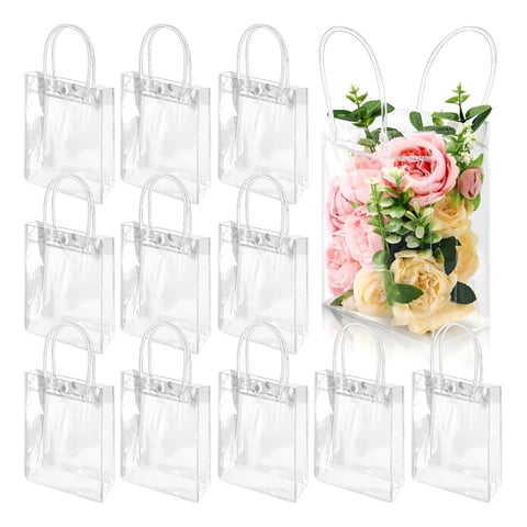 20Pcs Bolsa Regalo 15*16*7Cm Con Asa Transparente Reutilizable Decoracion Transparente Genérica