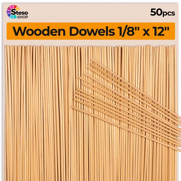 Varillas de Madera StesoSHOP 30 cm 3 mm 50 piezas para Manualidades