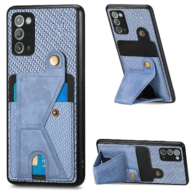 Funda Resistente para Samsung Galaxy Note 20 con Tarjetero y Soporte, Diseño Magnético Azul