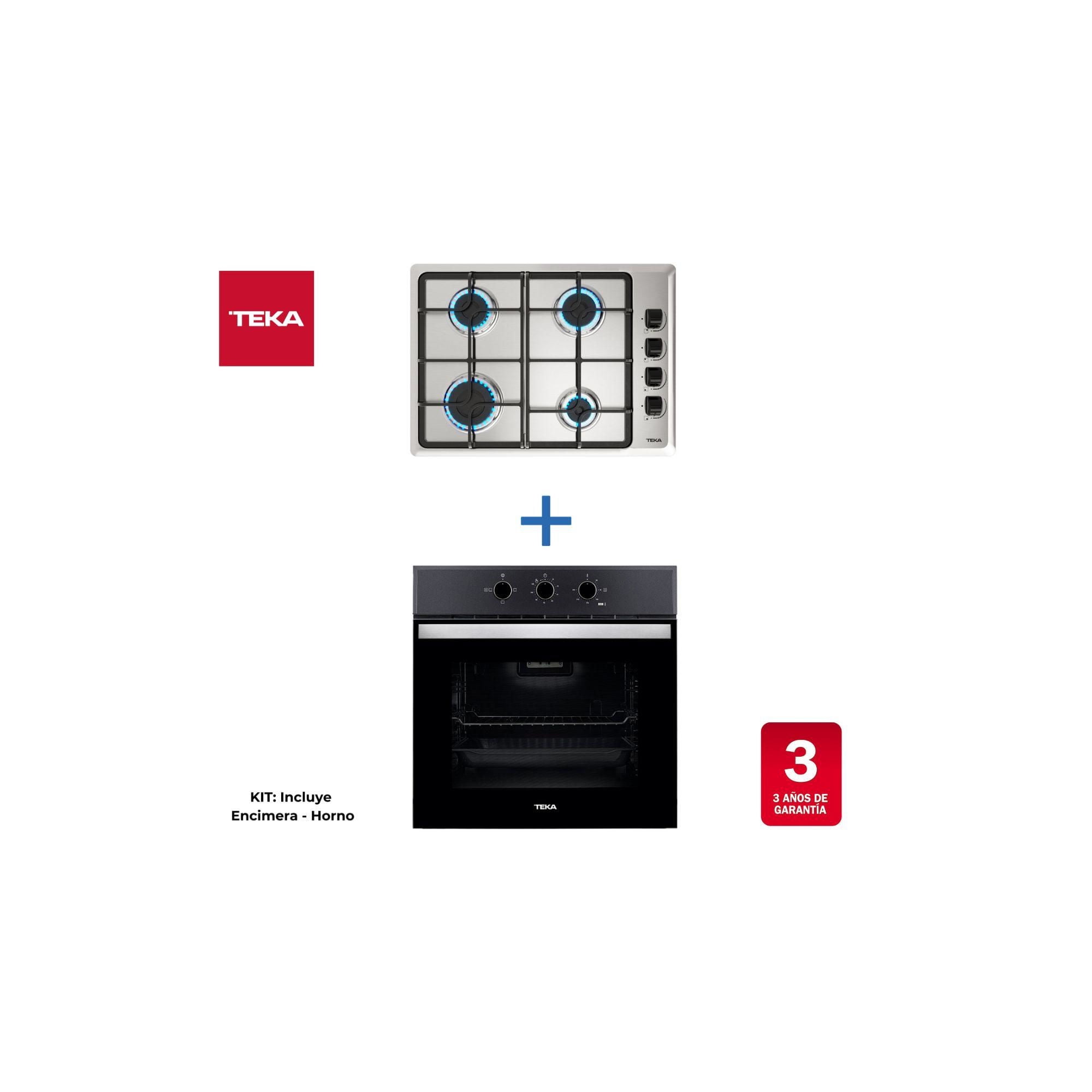 Teka - Horno Empotrado Electrico Hbb 510 Bk Negro 67 Litros + Encimera Gas Licuado Hlx 540 Kbb0C Ix But