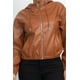 thumbnail image 4 of Chaqueta con Capucha de Piel Sintética Color Camello S, 4 of 5