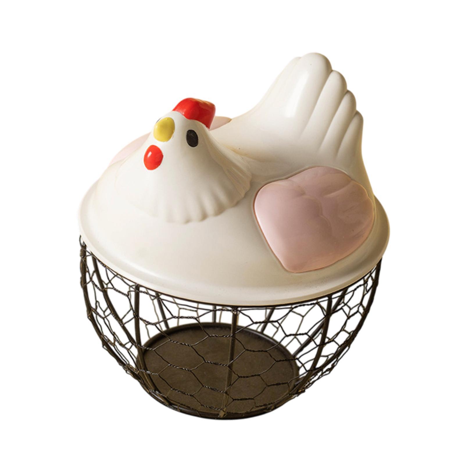 Bothyi - Cesta Para Huevos De Gallina, Bonita Cesta De Alambre De Metal Para Guardar Huevos De Gallina Para Encimera, Rejilla Rosa Y Negra