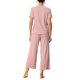 thumbnail image 3 of Conjunto de Pijama Acanalado de Mujer INSPIRE CHIC Manga Corta Modal con Puños de Volantes y Pantalones de Descanso Suaves M Rosa, 3 of 6