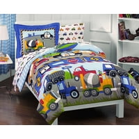 Milsleep - Cars, Trucks, Planes, Police Car Boys Bedding 5Pc Twin Comforter Set Bed In A