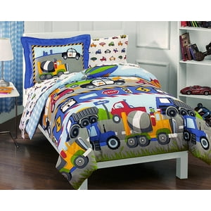 Milsleep - Cars, Trucks, Planes, Police Car Boys Bedding 5Pc Twin Comforter Set Bed In A