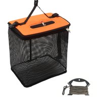 Magideal - Cesta De Pesca Flotante Con Cordón Antipérdida, De Secado Rápido, Portátil, Para Peces Pequeños, Con Jaula De Almacenamiento De Red De Nailon Plegable Grande
