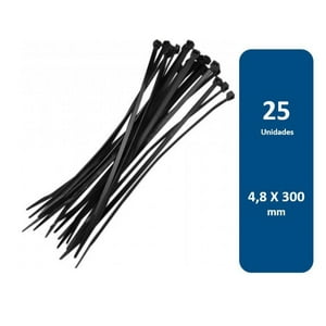 Macrotel - Amarra Plástica Negra 4.8X300Mm 25Un.