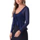 thumbnail image 4 of INSPIRE CHIC Bolero de Malla con Volantes de Manga Larga para Mujer, Casual con Lazo, Talla M, Azul Oscuro, 4 of 6