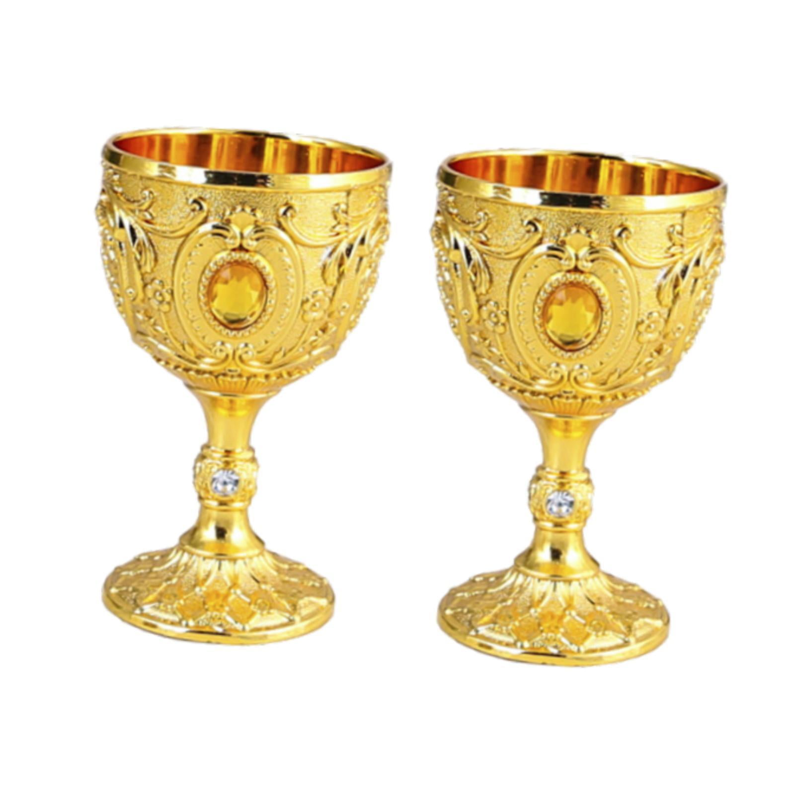 Copa Color Oro 2 Copas De Vino Decorativas De Aleación Con Relieve, Diseño Retro ...