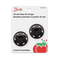 Sew-On Snaps Dritz 80-125-1, 30 Mm, 2 Unidades, Color Negro
