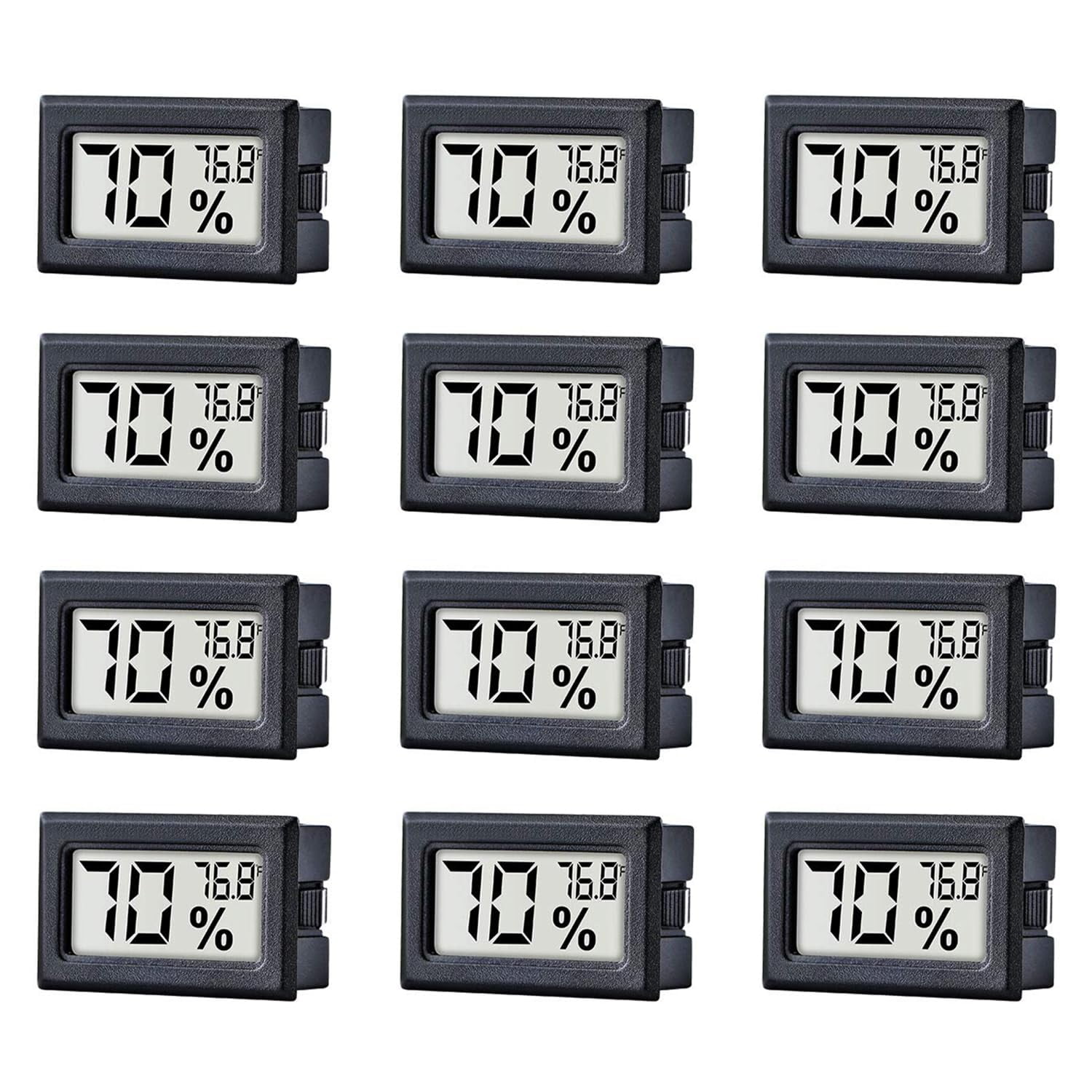 Medidor De Temperatura Y Humedad Pgzsy Mini Lcd, Paquete De 12