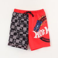 Traje De Baño Niño Rojo Full Print Bolsillo Hot Wheels