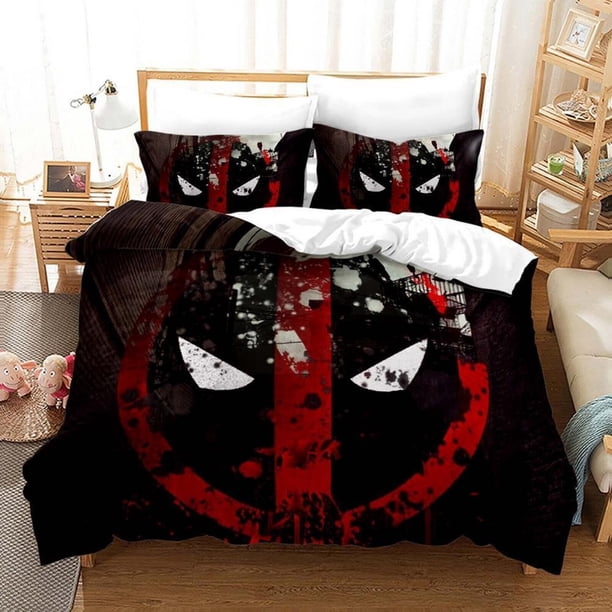 Deadpool Spiderman Quilt Duvet Cover Set Doona Cover Soft Kids Bed Linen3-Piece Bedding Set