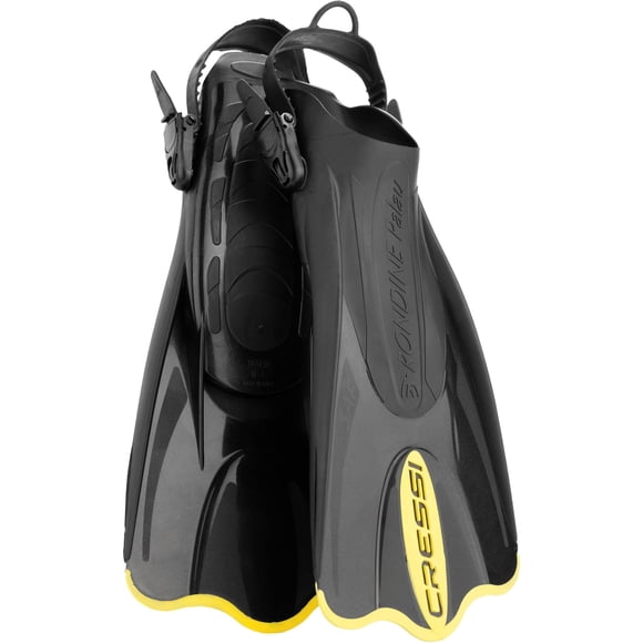 Aletas de natación Cressi Palau SAF, cortas, ajustables, con tacón abierto, color negro y amarillo
