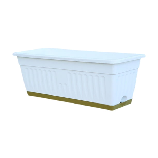 Caja de ventanas Schelter Flower Pot de planta Rectángulo Caja de plantería con agujeros de drenaje para jardín de guardería Patio de vegetales Césped Blanco