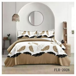 Genérico - Cubrecama Quilt Verano 2 Plazas - Blanco Plumas Doradas Flh2028