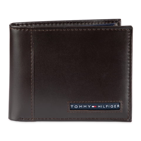 Cartera Tommy Hilfiger, Delgada, Plegable, De Cuero Marrón, Para Hombre