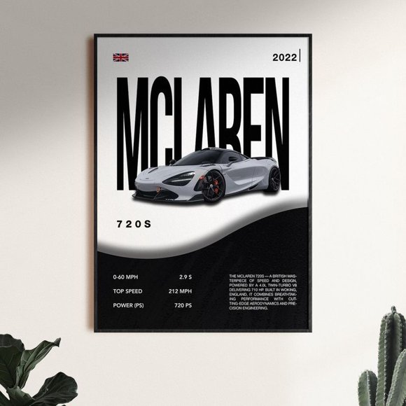 Cuadro Auto McLaren 720S + Marco