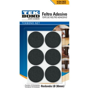 Tekbond - Fieltros Adhesivos Redondo 30Mm Negro 12Un. -