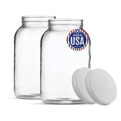 Frasco De Vidrio Fastrack De 1 Galón Con Tapa Hermética De Metal Blanco X2