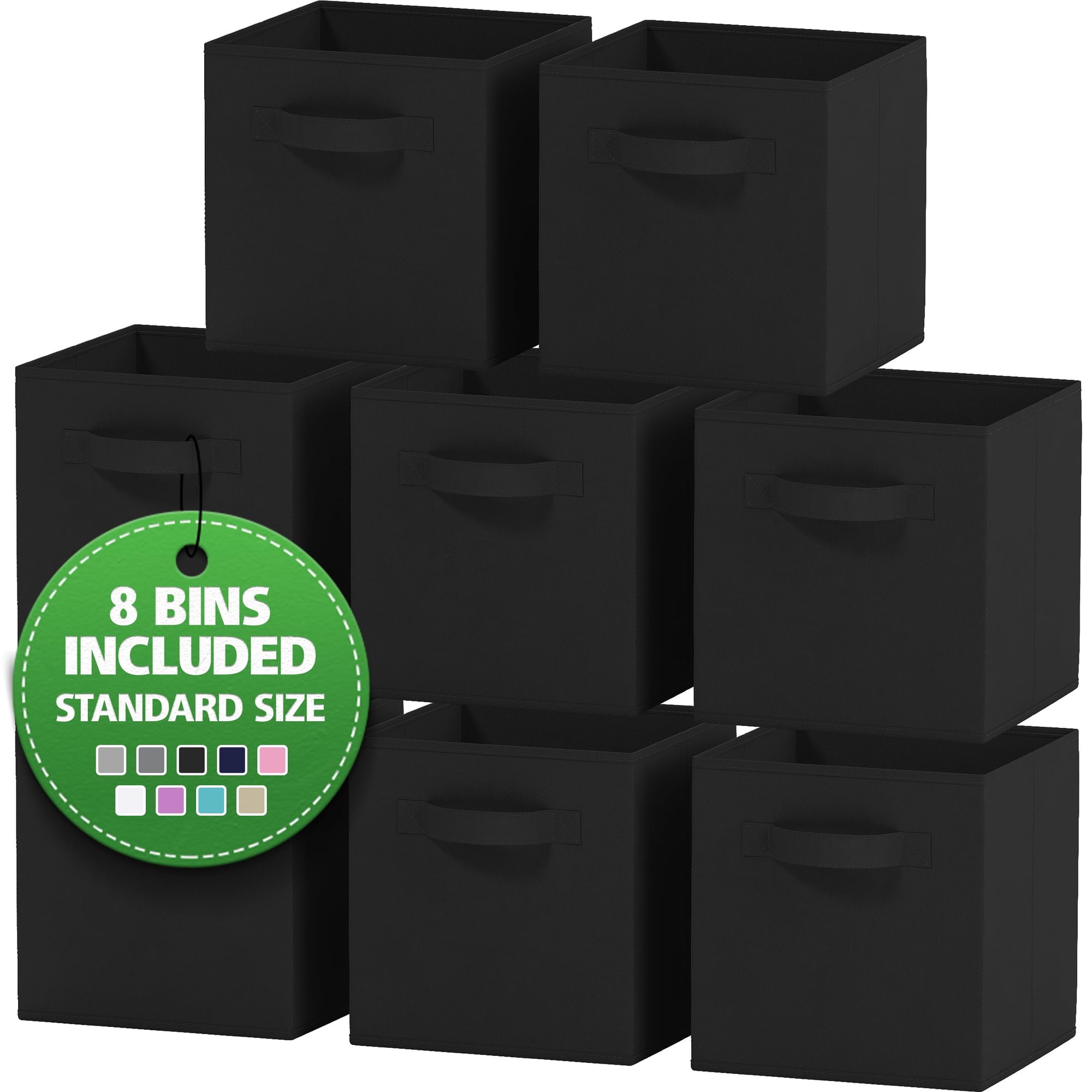 Royexe - Storage Cube Bins Tela Plegable Juego De 8 Unidades Color Negro