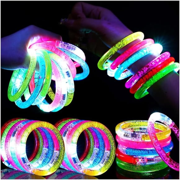 24 pulseras LED luminosas para fiestas, multicolor