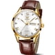 thumbnail image 1 of Reloj OLEVS - Correa de piel para hombre con fecha y día, color marrón y dorado, 1 of 9