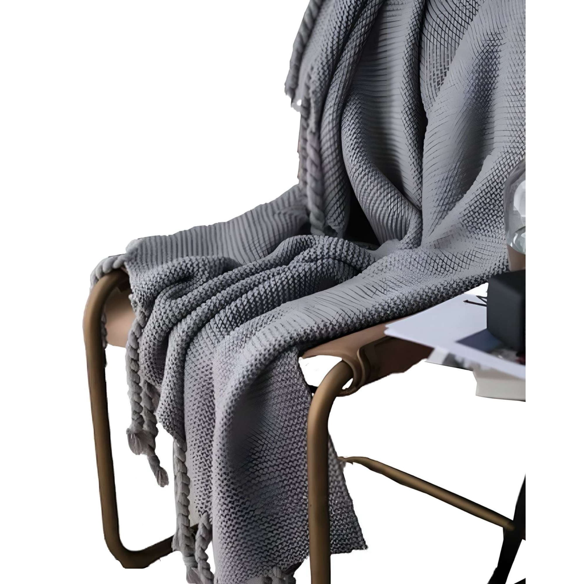 Parati - Manta Chenille Con Flecos De Soga Decorativa Para Cama O Sofa