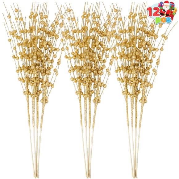Tallos de bayas con purpurina dorada de Joiedomi, 12 unidades, 43 cm