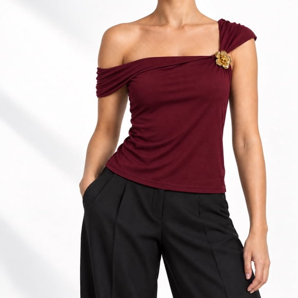 Polera Tendencia Basica Mujer Poliester S/M L/XL Burdeo