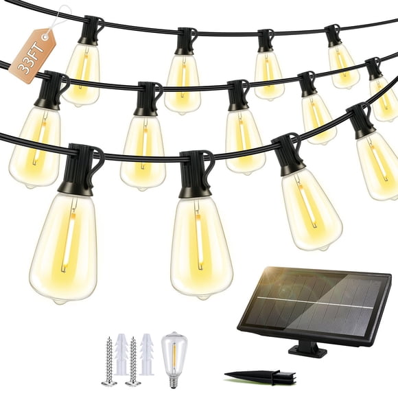 Guirnalda de luces solares para exterior FUANXIEI ST38, 10 bombillas, 10 m