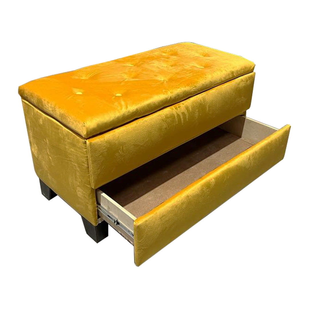 Muebkes Hvm - Banqueta Baul Zapatero Mostaza Felpa