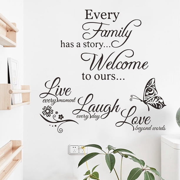 2pcs Family Wall Stickers, Quotes Words Design Vinyl Decal, Words Wall Sticker Motivational Wall Decals