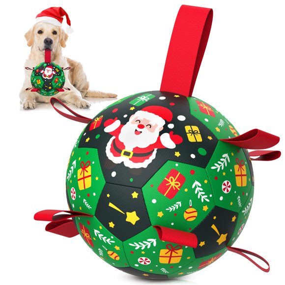 Juguete para Perro QDAN Pelota de Fútbol 20 cm con Correas