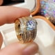 thumbnail image 1 of 3pcs Luxury 18k Gold Plated Zircon Set Ring for Women - Fashionable Engagement and Wedding Jewelry, 1 of 4