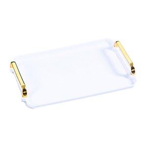 Bothyi - Bandeja Para Servir, Rectangular, Moderna, Almacenamiento De Cosméticos Para Escritorio, Mesa De Centro, Hotel, M, Blanco