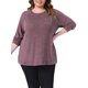 thumbnail image 1 of Agnes Orinda Sudaderas para Mujer Tallas Grandes Otoño con Abertura Lateral Manga Larga Cuello Redondo Casual Jersey de Punto Blusa Talla 3X Burdeos, 1 of 6
