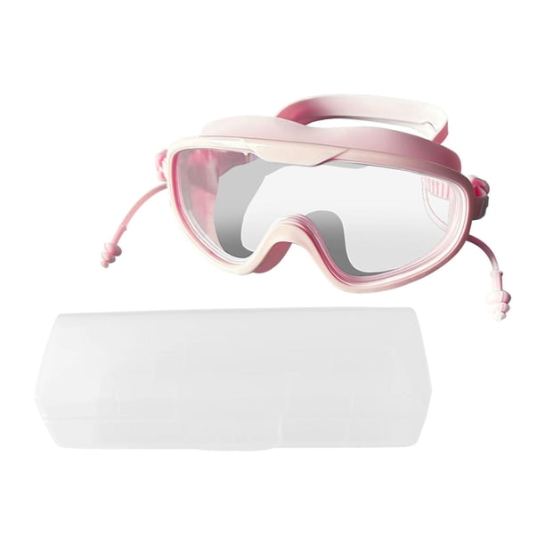 Gafas de Natación con Correa de Silicona Ajustable para Adultos, Antivaho con Tapones para Los Oídos, Gafas para Nadar Y Practicar Deportes Acuáticos. Rosa