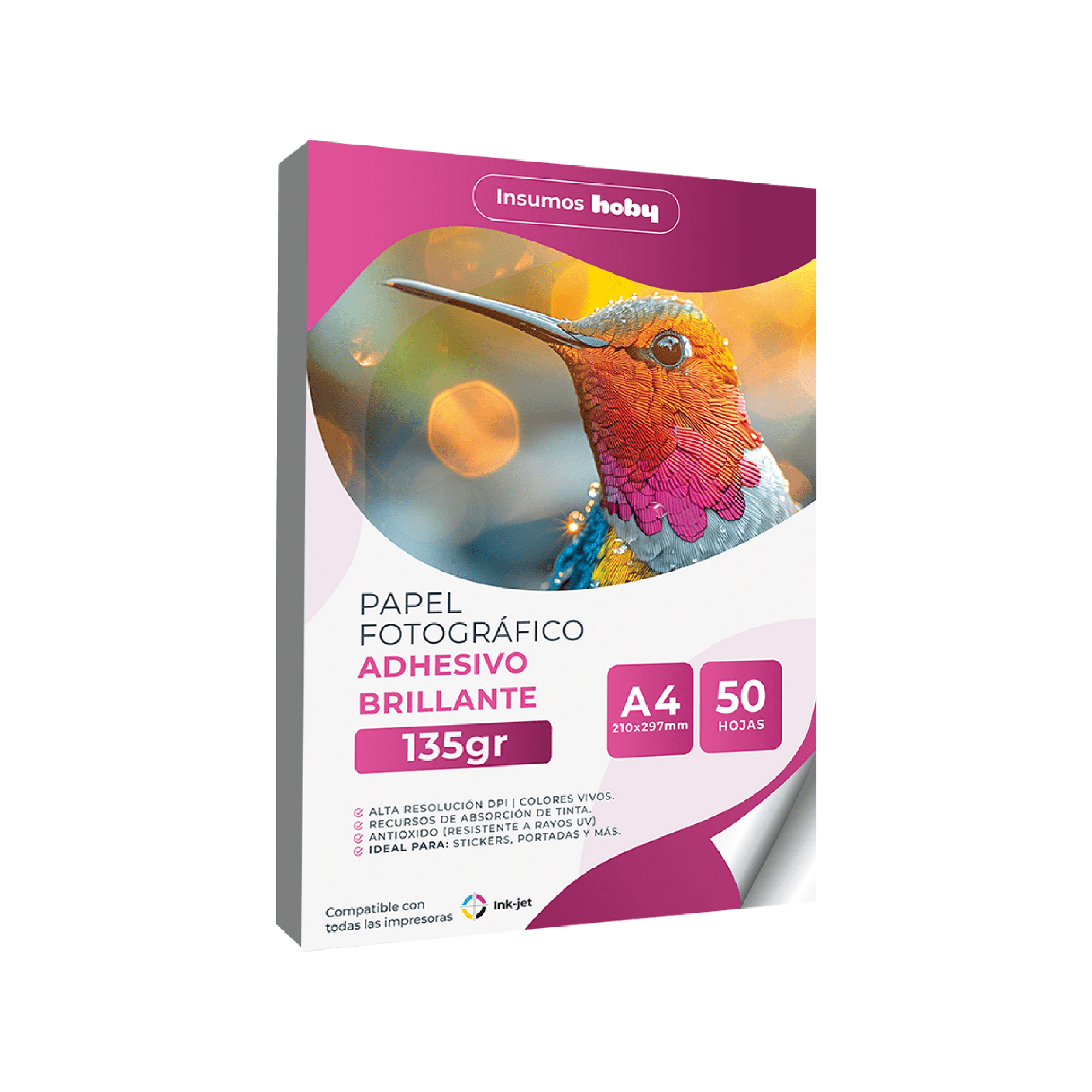Hoby - Papel Fotográfico Glossy Adhesivo 135 Gr 50hojas