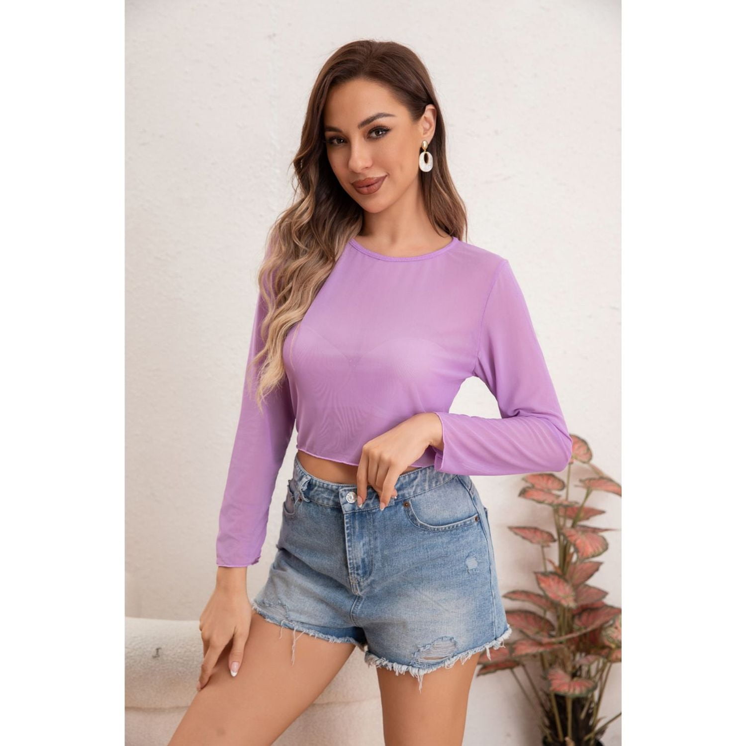 Likeshop - Top Peto Blusa Gasa Semi Transparente Colores Sexy 8357