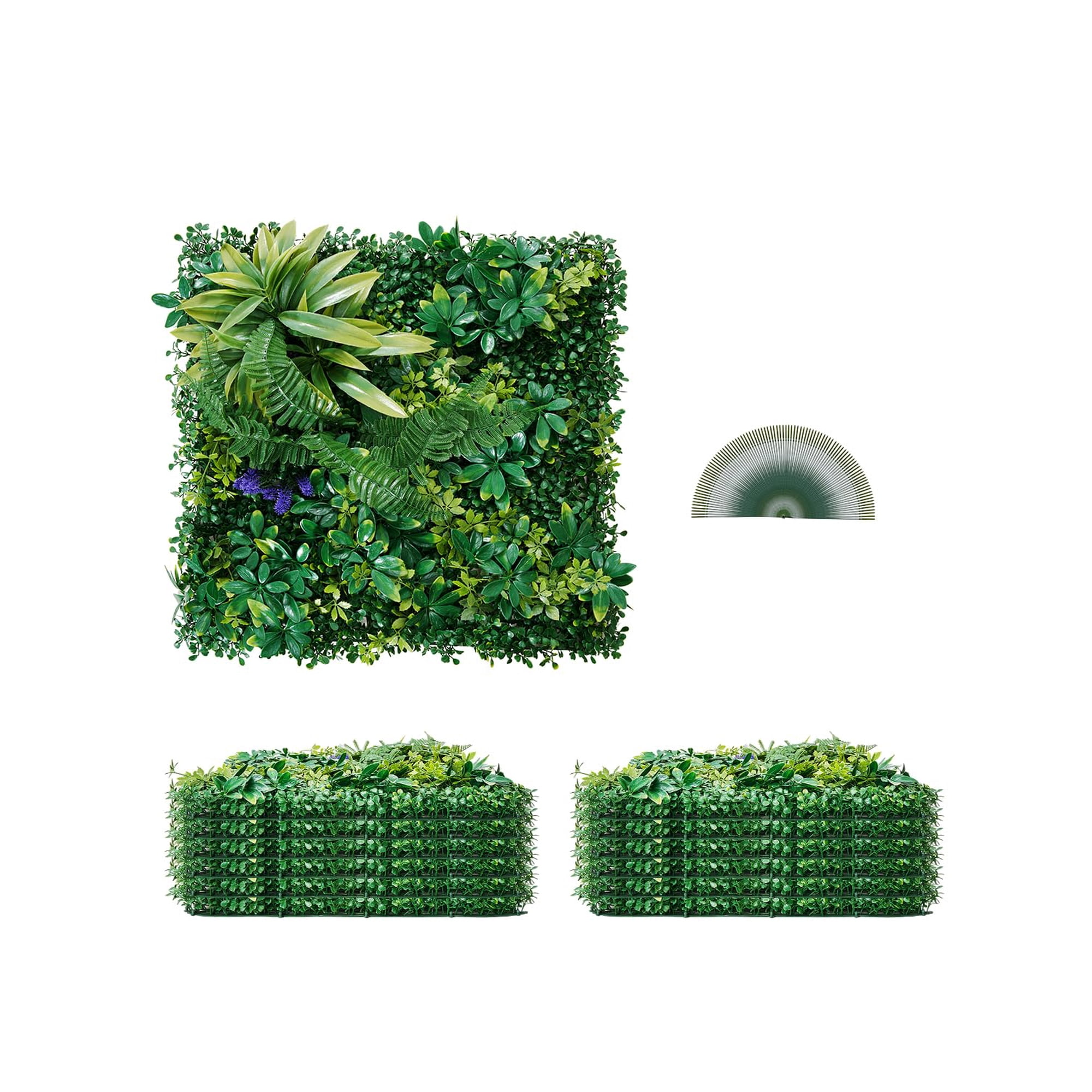 Paneles De Pared De Césped Artificial Vevor 3d, 20 X 20 Cm, 12 Unidades, Color Verde
