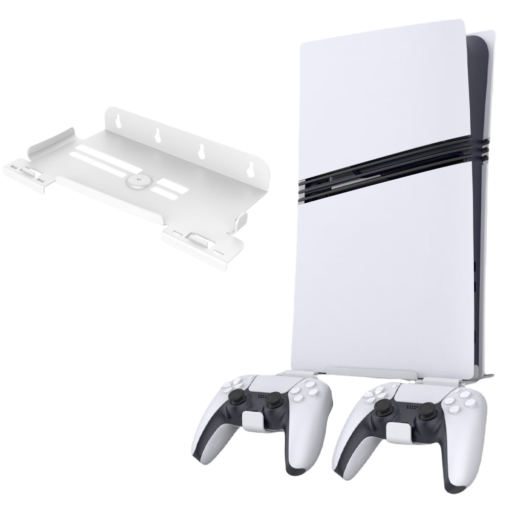 Genérico - Soporte De Pared Vertical Con 2 Soportes De Mando Para Playstation 5 Pro/slim - Base De Soporte De Almacenamiento-blanco