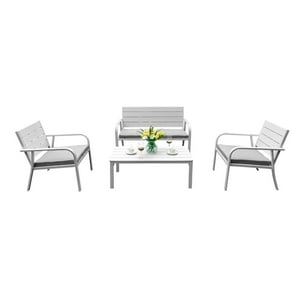 Northwest - Juego Set Terraza Capri 4 Piezas Con Cojin Blanco Tamaño Único