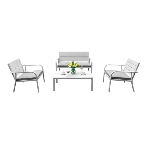 Northwest - Juego Set Terraza Capri 4 Piezas Con Cojin Blanco Tamaño Único